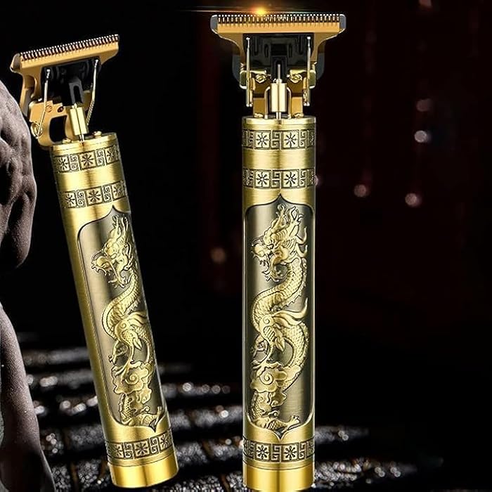 Professional Hair Clipper Trimmer, Gold Dragon Design, USB Rechargeable, Zero Gap Cordless T-Blade, Men's Grooming - Image 2